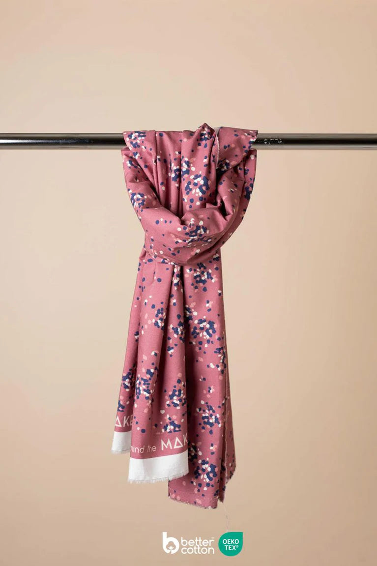 Prentað bómullarpoplín í bleiku