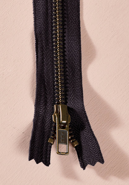 Málm rennilás - 15 cm svartur