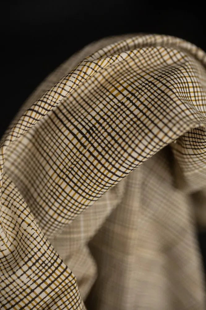 Indverskt block print - Volt svart/sinnepsgult