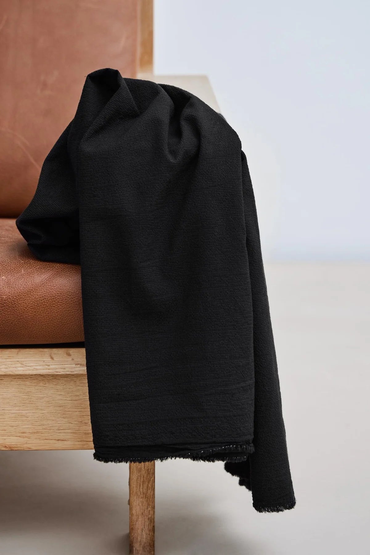 Tencel/bómull Seersucker svart