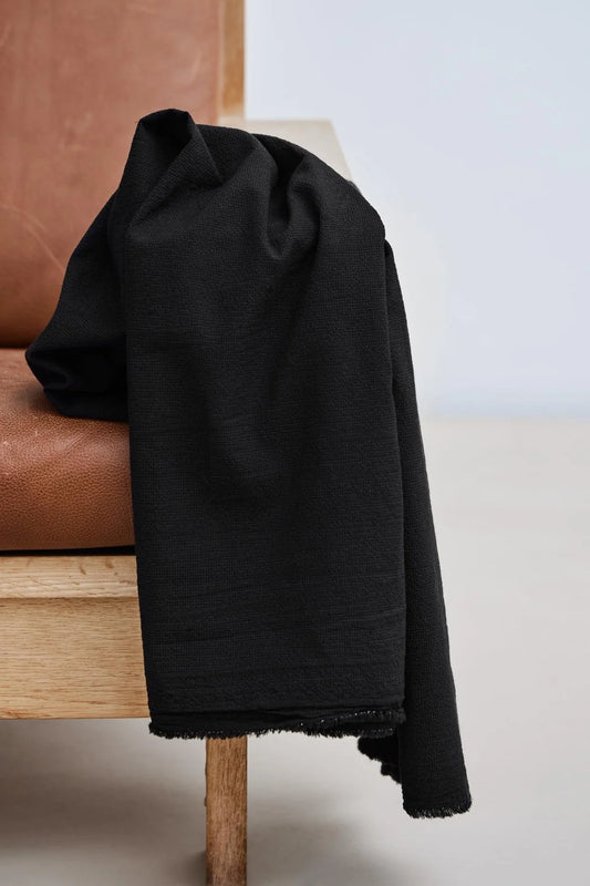 Tencel/bómull Seersucker svart