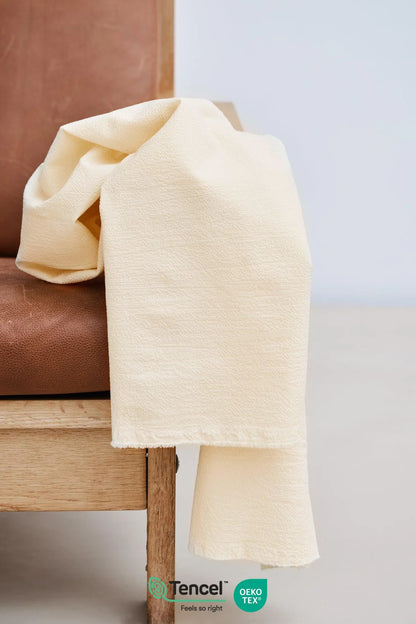 Tencel/lífræn bómull Seersucker rjómahvítt