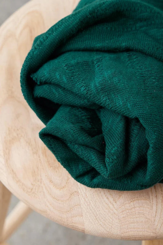 Jacquard prjónaefni úr lífrænni bómull með slub áferð - flöskugræn