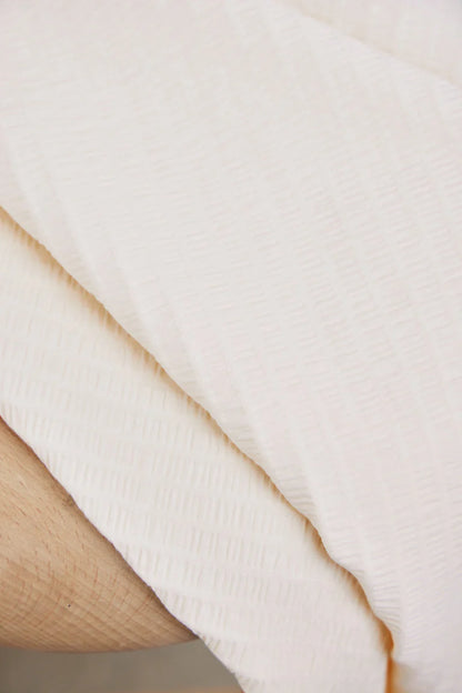 Lífræn bómull Seersucker rjómahvít